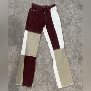 Patchwork Women Jeans - Multicolor